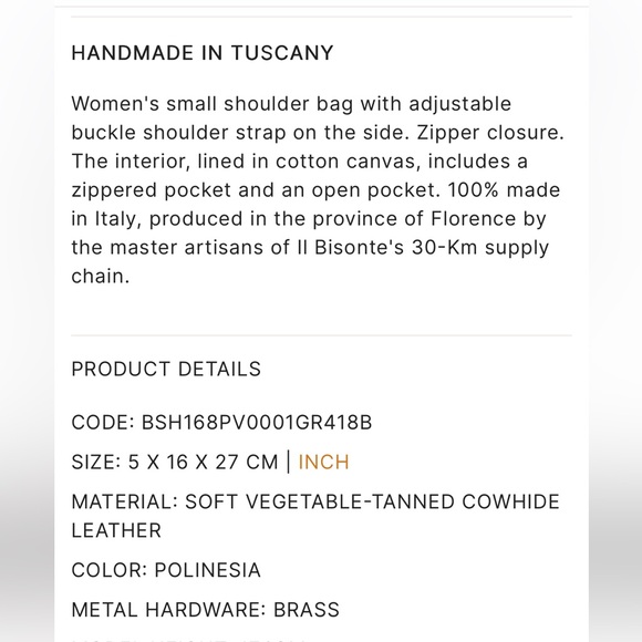 NWT Il Bisonte Belcanto Vacchetta Leather Shoulder Bag - Picture 12 of 13